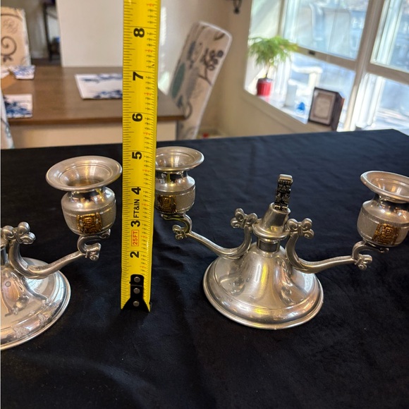 Vintage Pewter Chamberstick Candle Holder Set of 2 - Picture 9 of 13